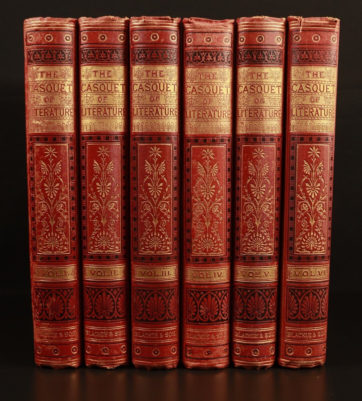 The Casquet Of Literature by Charles Gibbon 6vol c1877 Antique History Book Set - 0