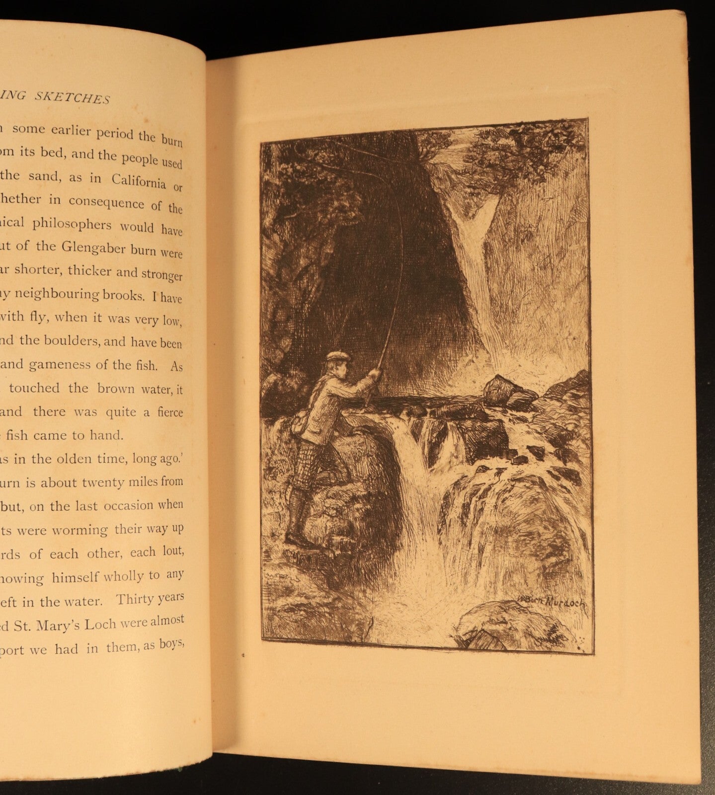 1891 Angling Sketches by Andrew Lang + Burn-Murdoch Antique Anglers Art Book