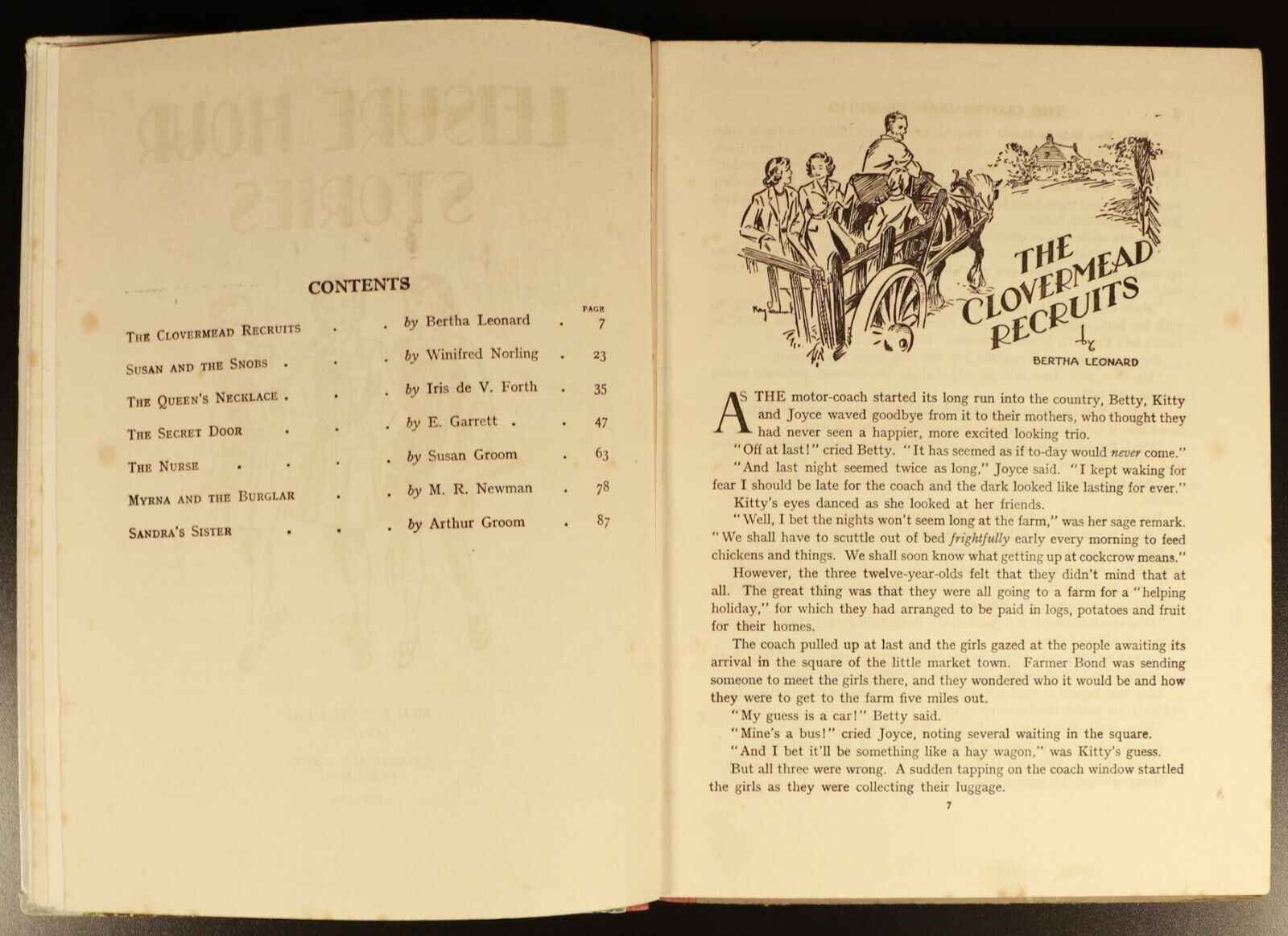 c1950 Leisure Hour Stories Antique British Childrens Book Birn Brothers Ltd
