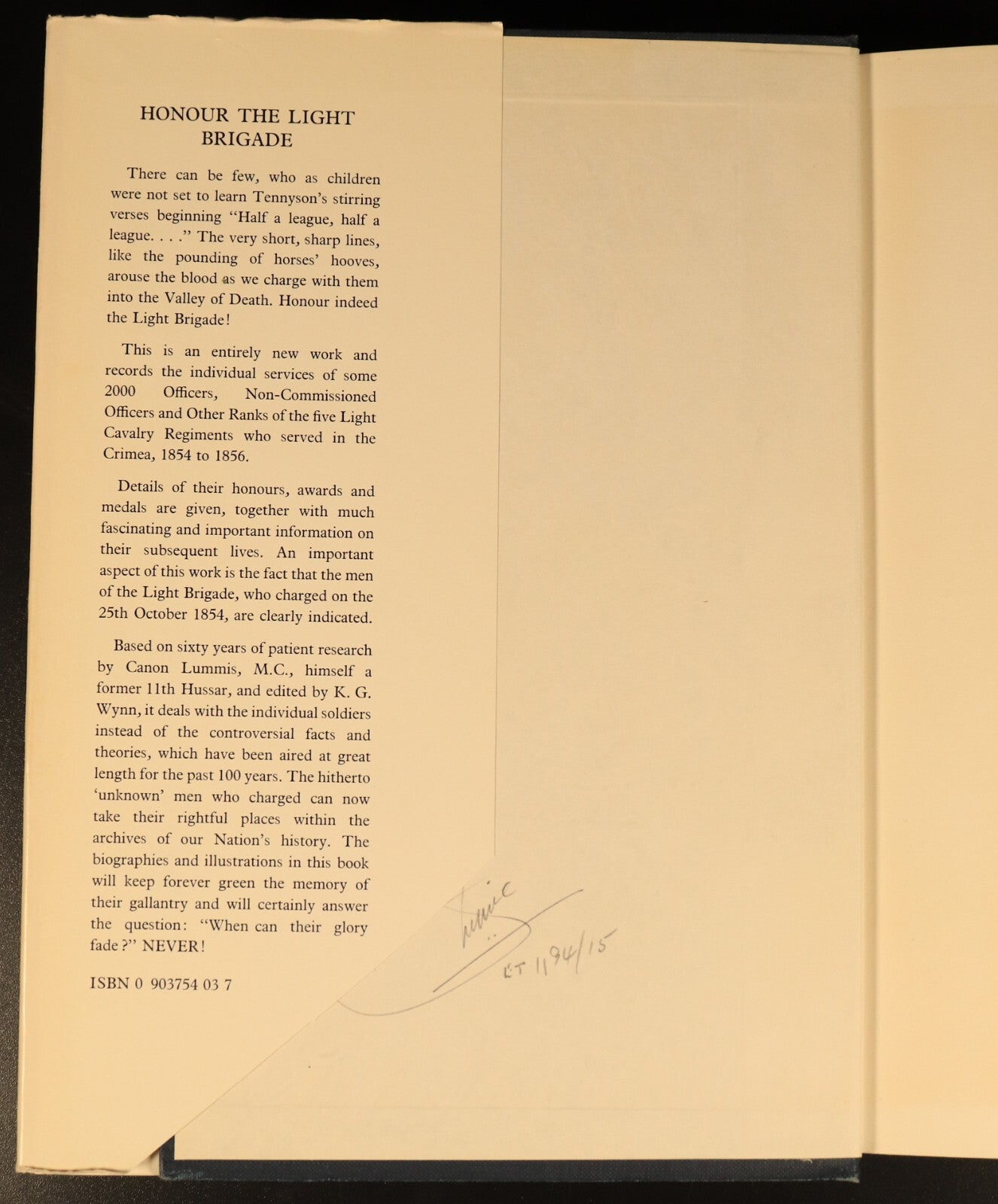 Honour The Light Brigade WM Lummis 1973 Military History Book Crimean War 1st