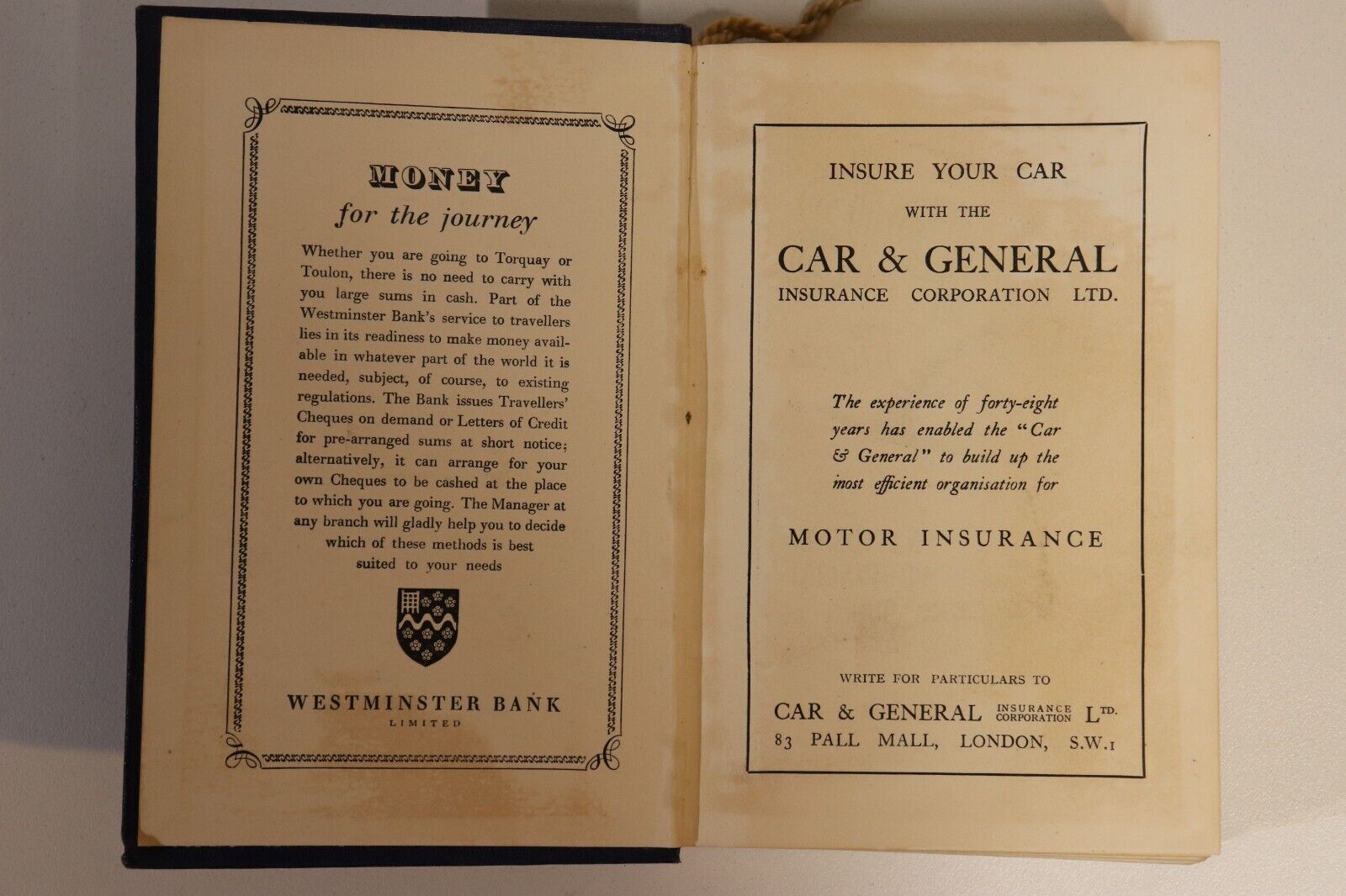 1951 Royal Automobile Club Guide For 1951 Vintage Motor Travel Guide Book