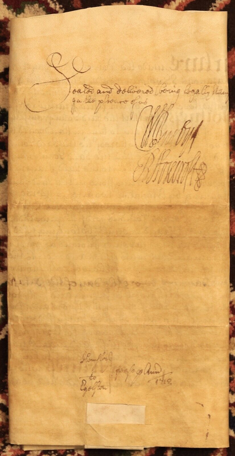 1712 Indenture Conveyance English Legal Document Manuscript Vellum Lease 10th
