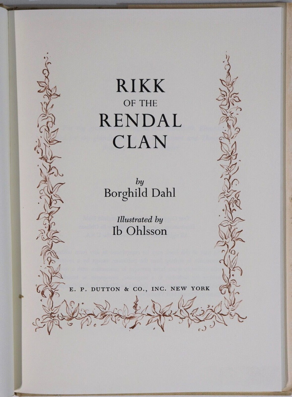 1968 Rikk Of The Rendal Clan by B. Dahl American Childrens Fiction Boo ...