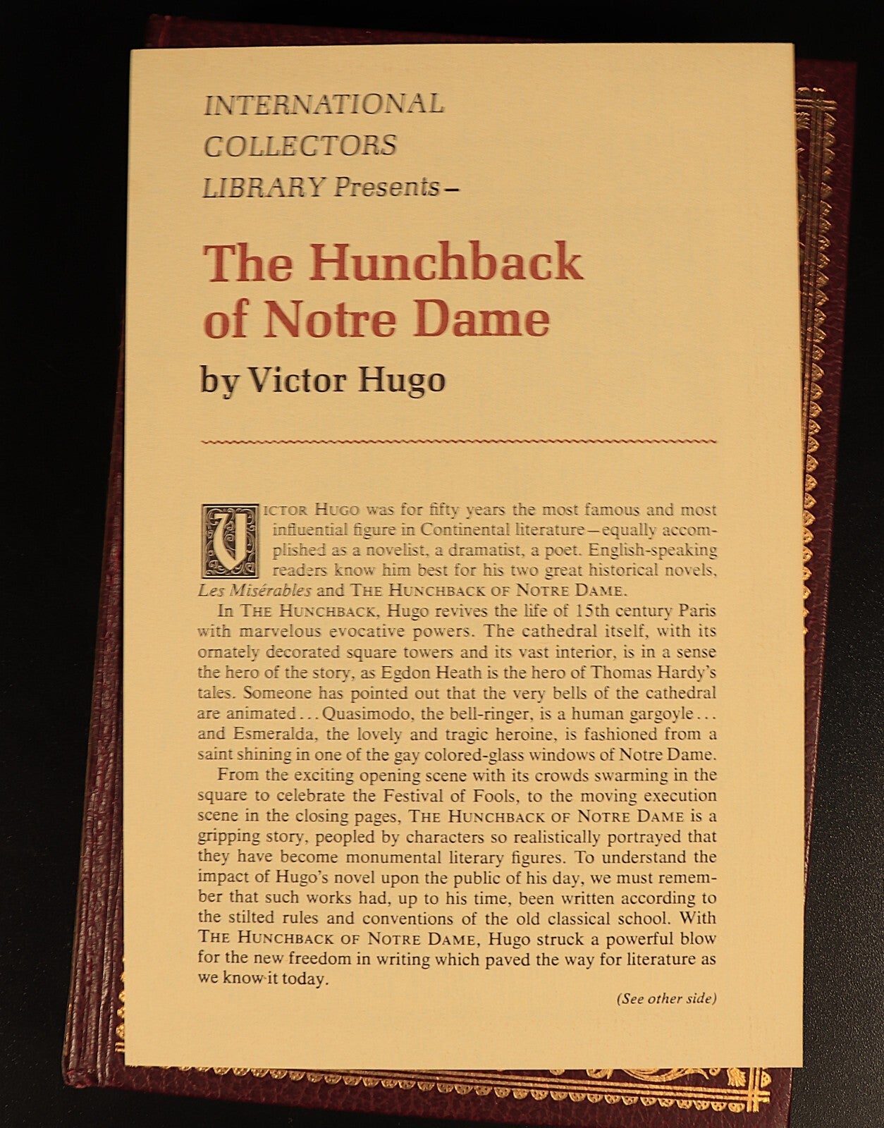 Hunchback Of Notre Dame by Victor Hugo c1950 Vintage Fiction Book Collectors