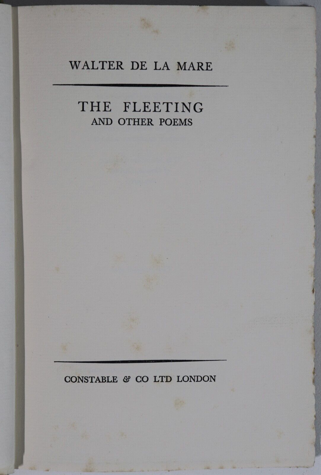 1933 The Fleeting by Walter De La Mare 1st Edition British Literature Book