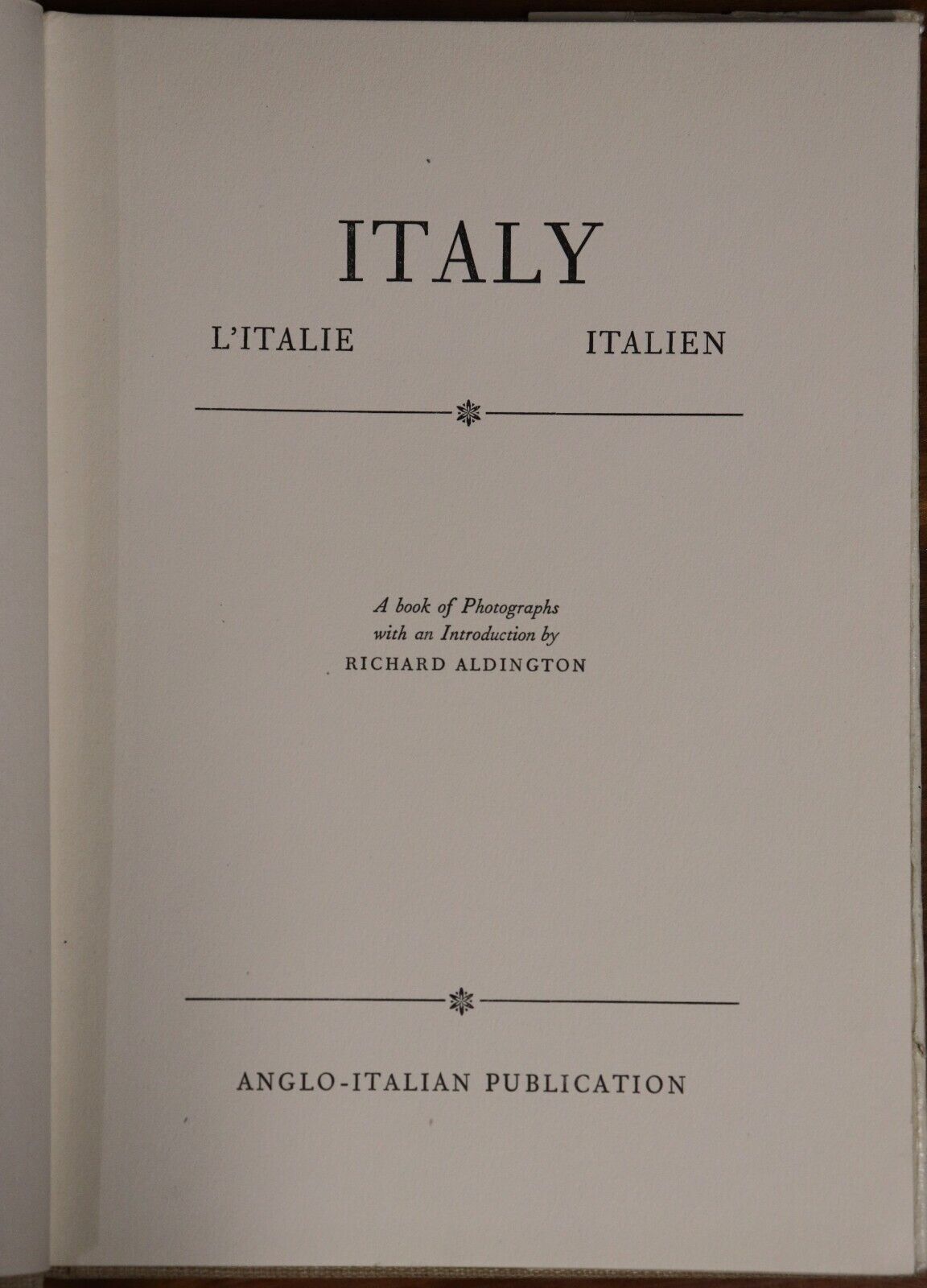 c1961 Italy: A Book Of Photographs Vintage Italian Photographic History Book