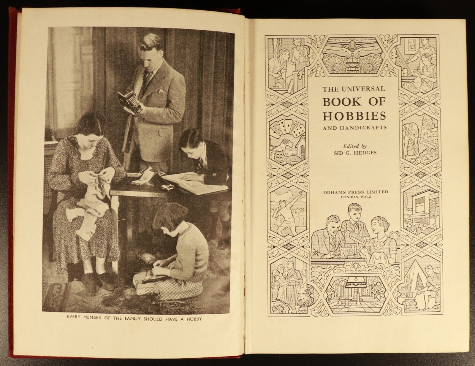 The Universal Book Of Hobbies & Handicrafts c1936 Antique Reference Book Hedges