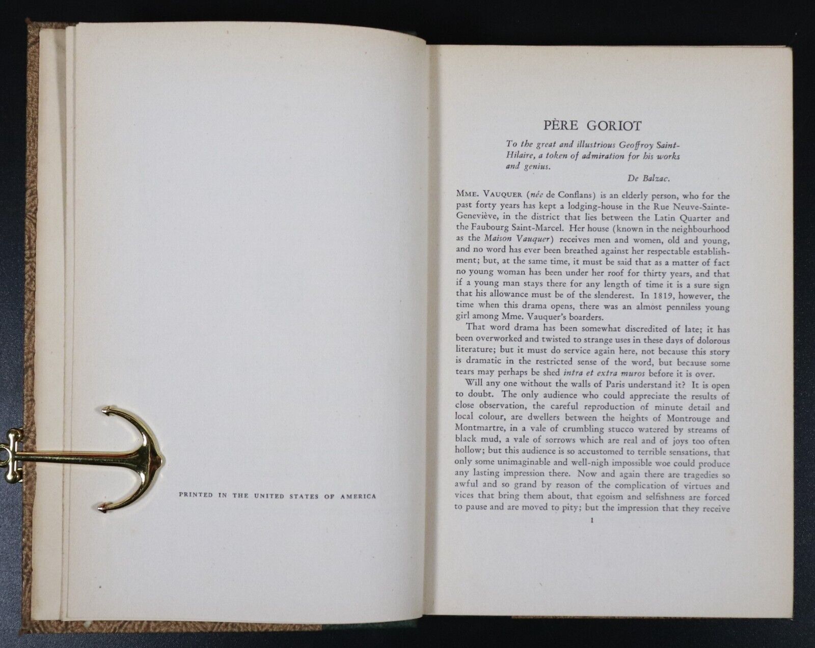 c1950 Peret Goriot by Honore De Balzac - Art Type Edition - Vintage Fiction Book