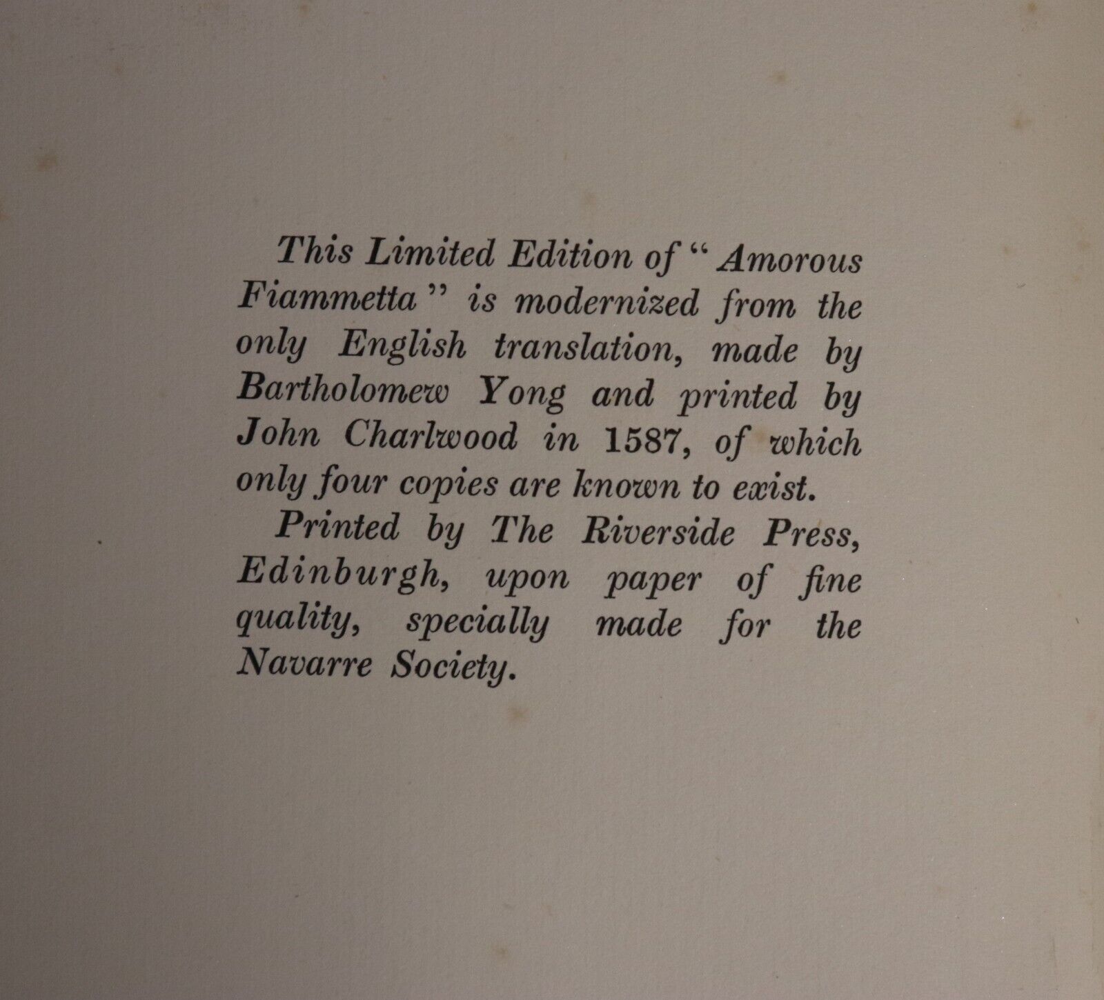 1926 Amorous Fiammetta by Giovanni Boccacci Antique Italian Fiction Book