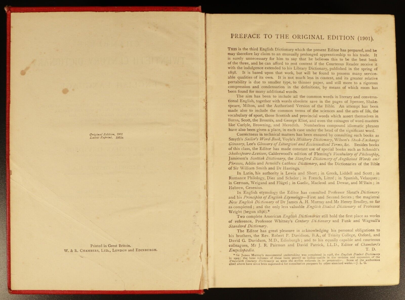 Chambers's Twentieth Century Dictionary 1931 Antique British Reference Book
