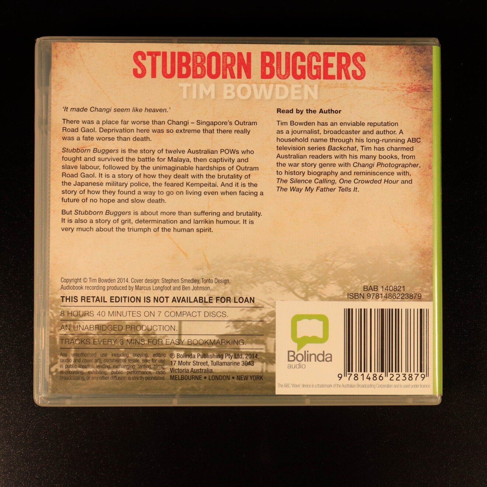 Stubborn Buggers by Tim Bowden Australian Military History Book Audio CD Bolinda - 0