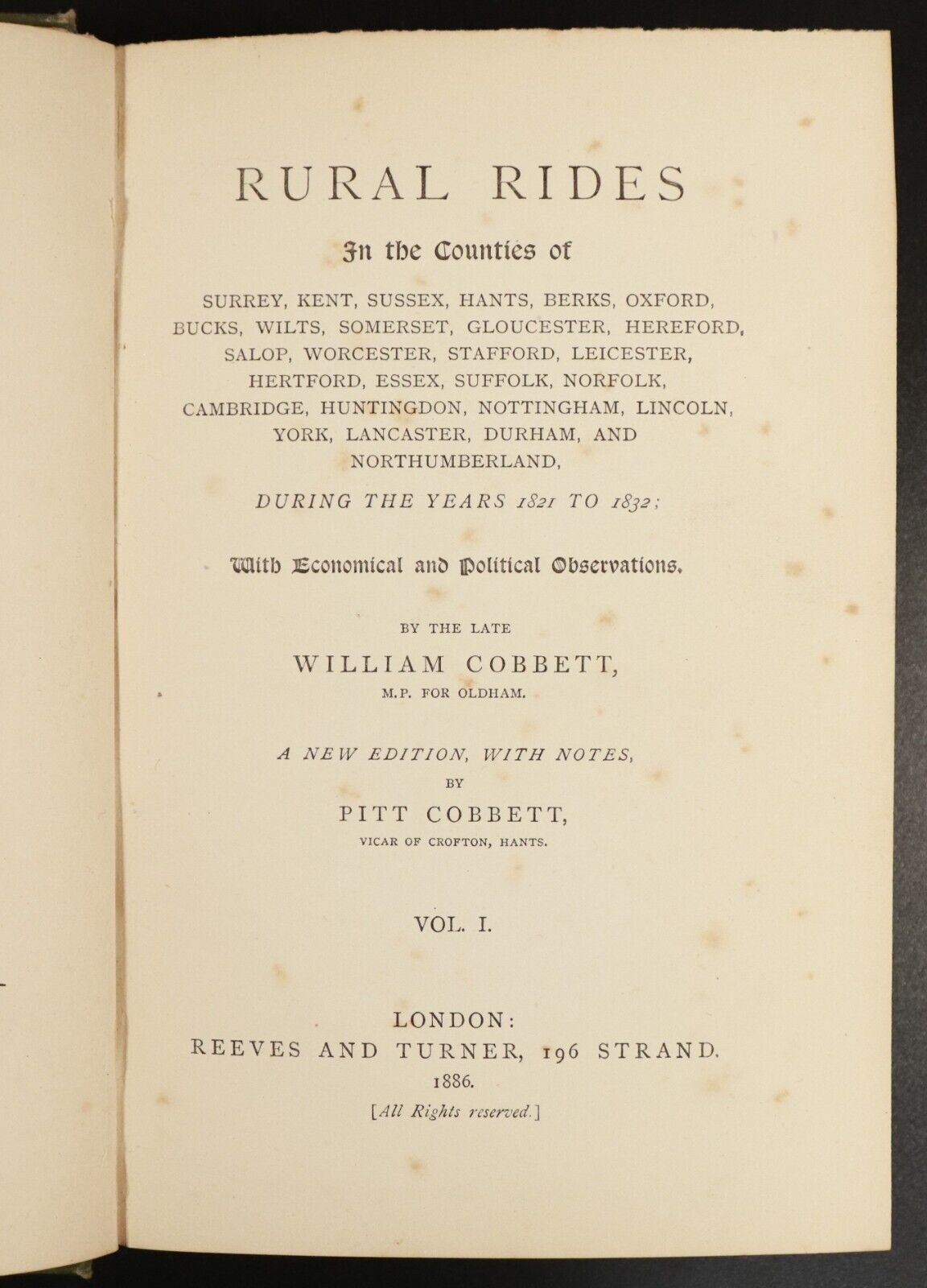 1886 2vol Rural Rides During The Years 1821 to 1832 Antiquarian History Book Set