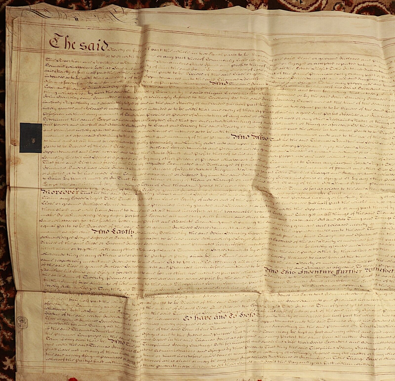 1772 Indenture Conveyance British Legal Document Manuscript Vellum Wax Sealed