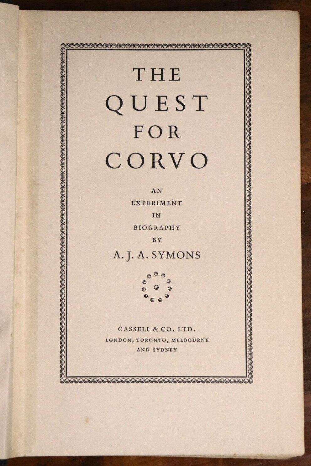 1934 The Quest For Corvo: An Experiment In Biography 1st Edition History Book - 0