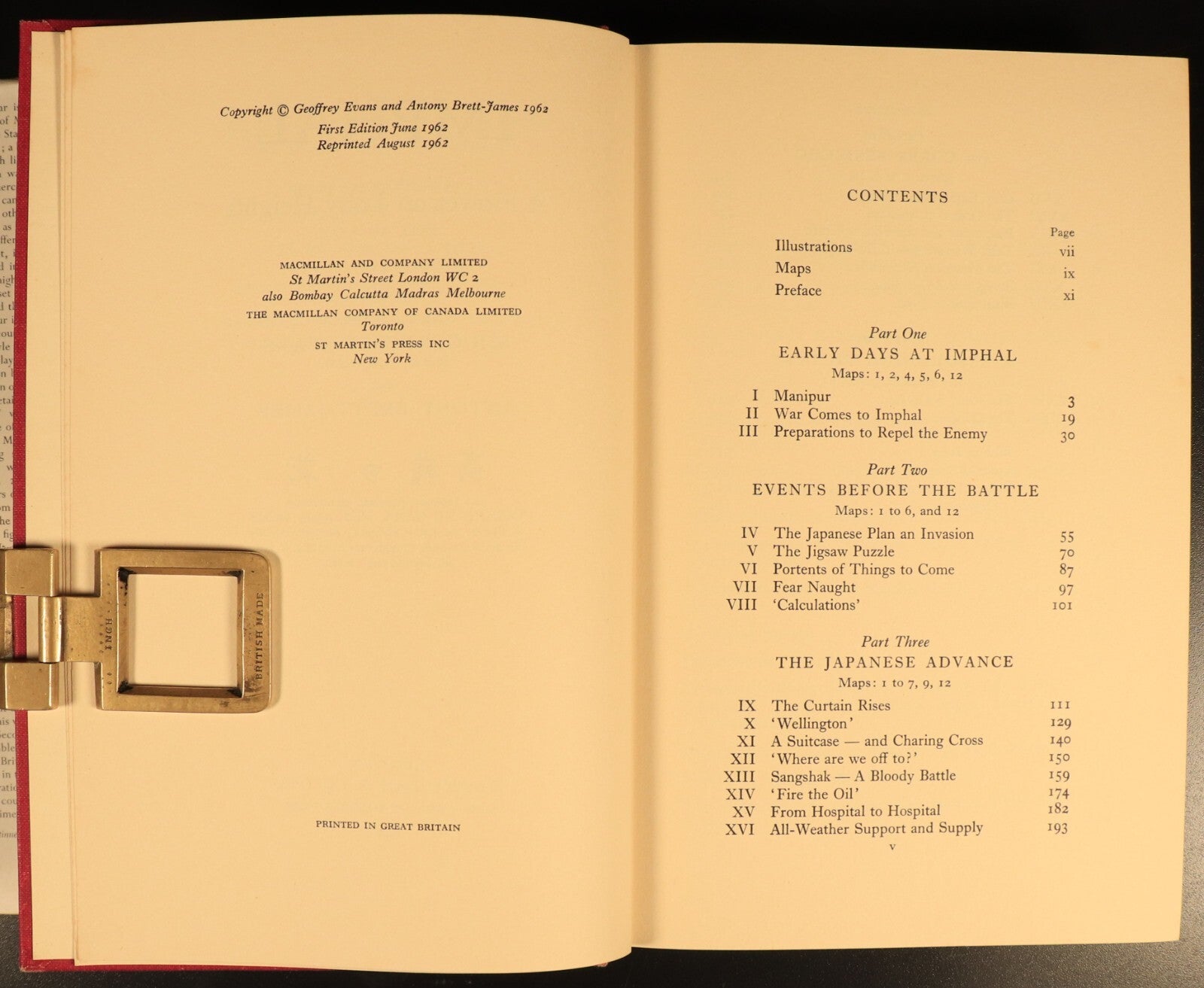 Imphal by Sir Geoffrey Evans 1962 Japan India Military History Book WW2