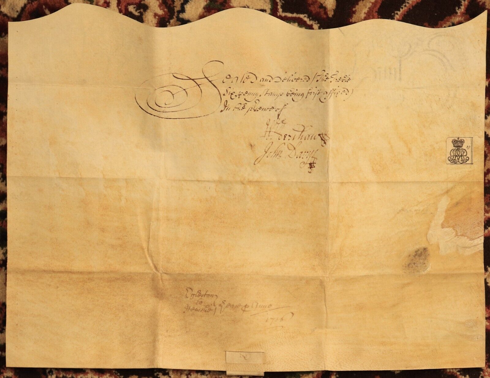 1716 Indenture Conveyance English Legal Document Manuscript Vellum Lease