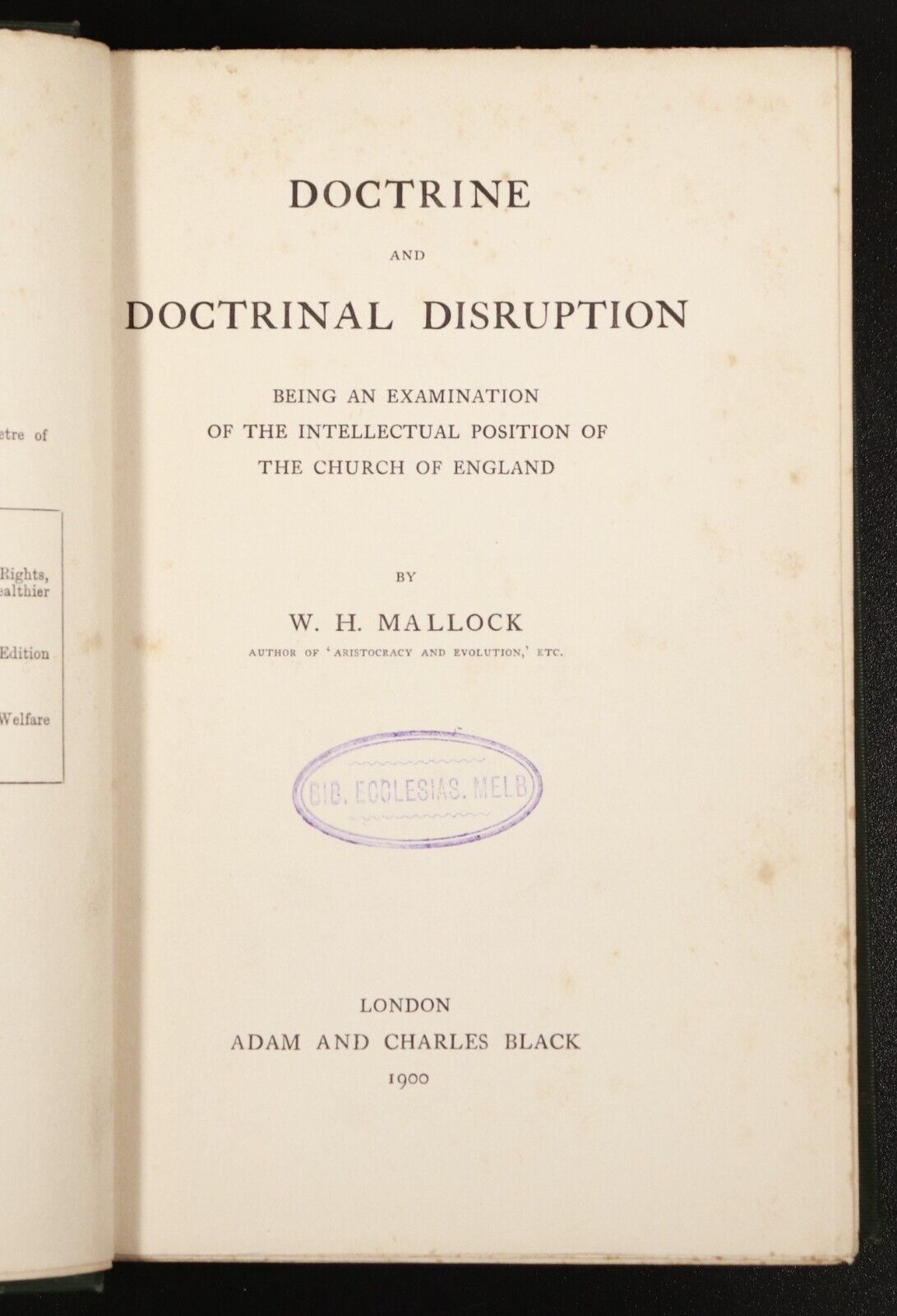 1900 Doctrine & Doctrinal Disruption by W.H. Mallock Antique Theology Book
