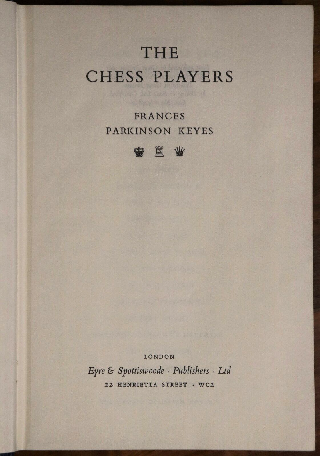 1961 The Chess Players by FP Keyes 1st Edition Vintage Literature Book