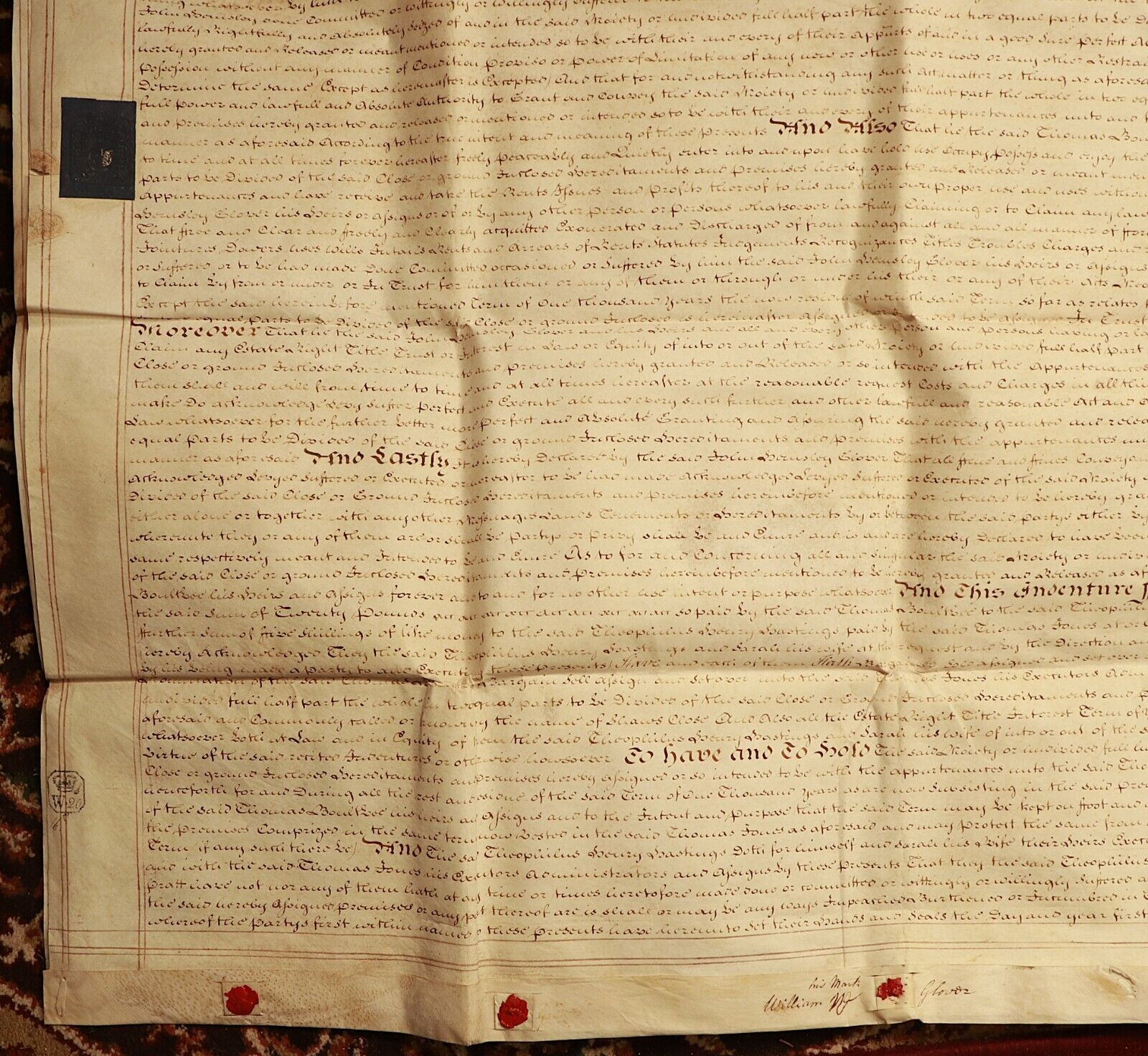 1772 Indenture Conveyance British Legal Document Manuscript Vellum Wax Sealed