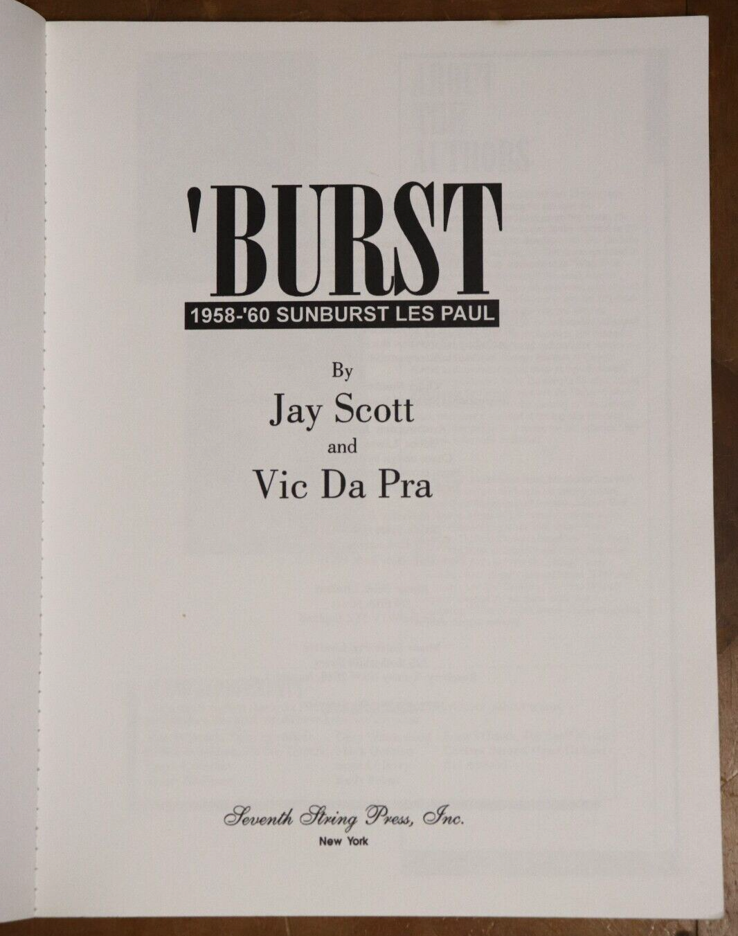 1994 'Burst: 1958-'60 Sunburst Les Paul 1st Edition Gibson Electric Guitar Book