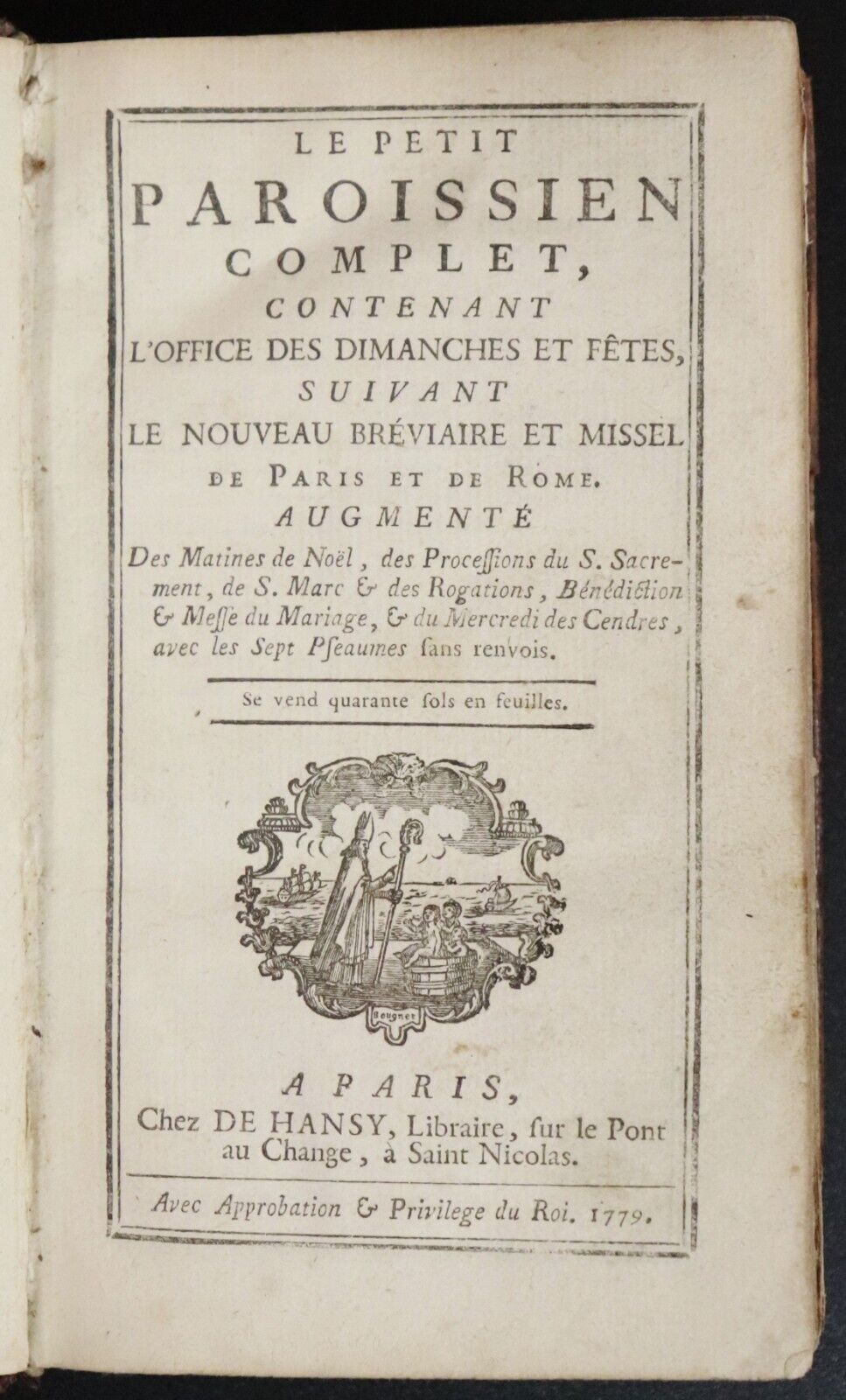 1779 Le Petit Paroissien Complet French Antiquarian Book With Engraving