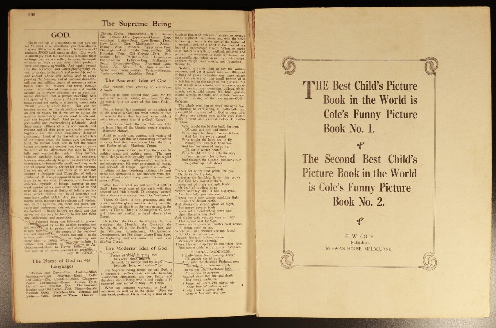 c1918 Cole's Funny Picture Book No. 1 Antique Illustrated Childrens Book 48th Ed