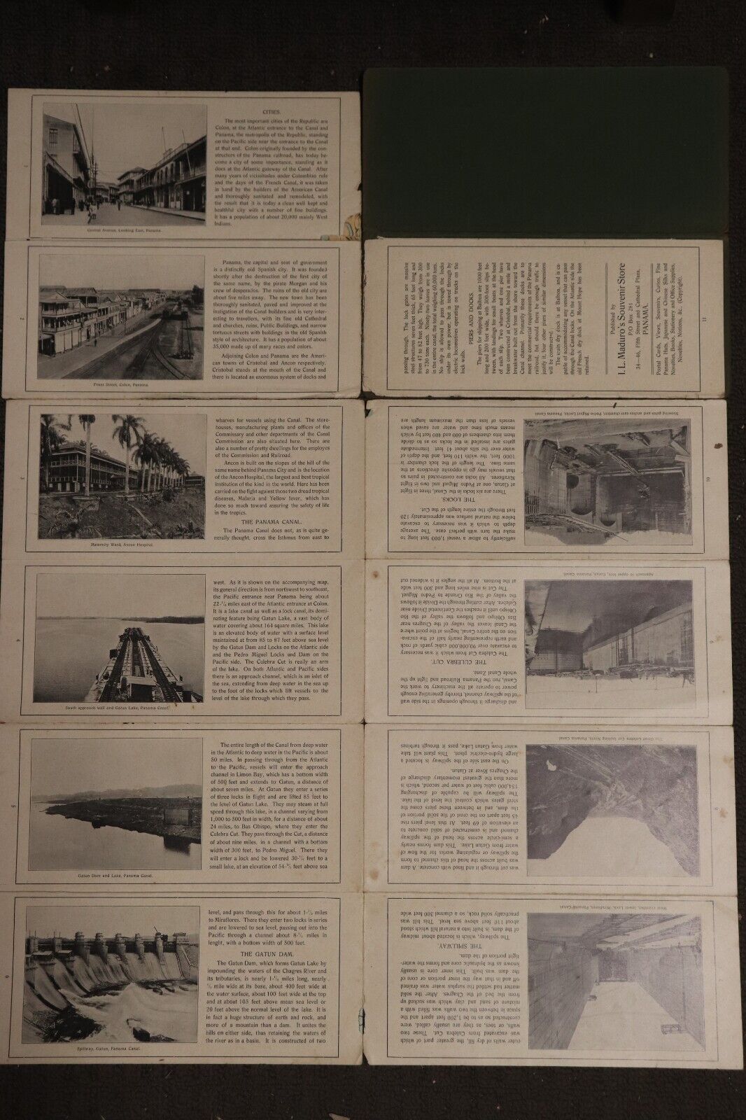 c1918 Bird's Eye View of the Panama Canal and Map of Panama Antique Map