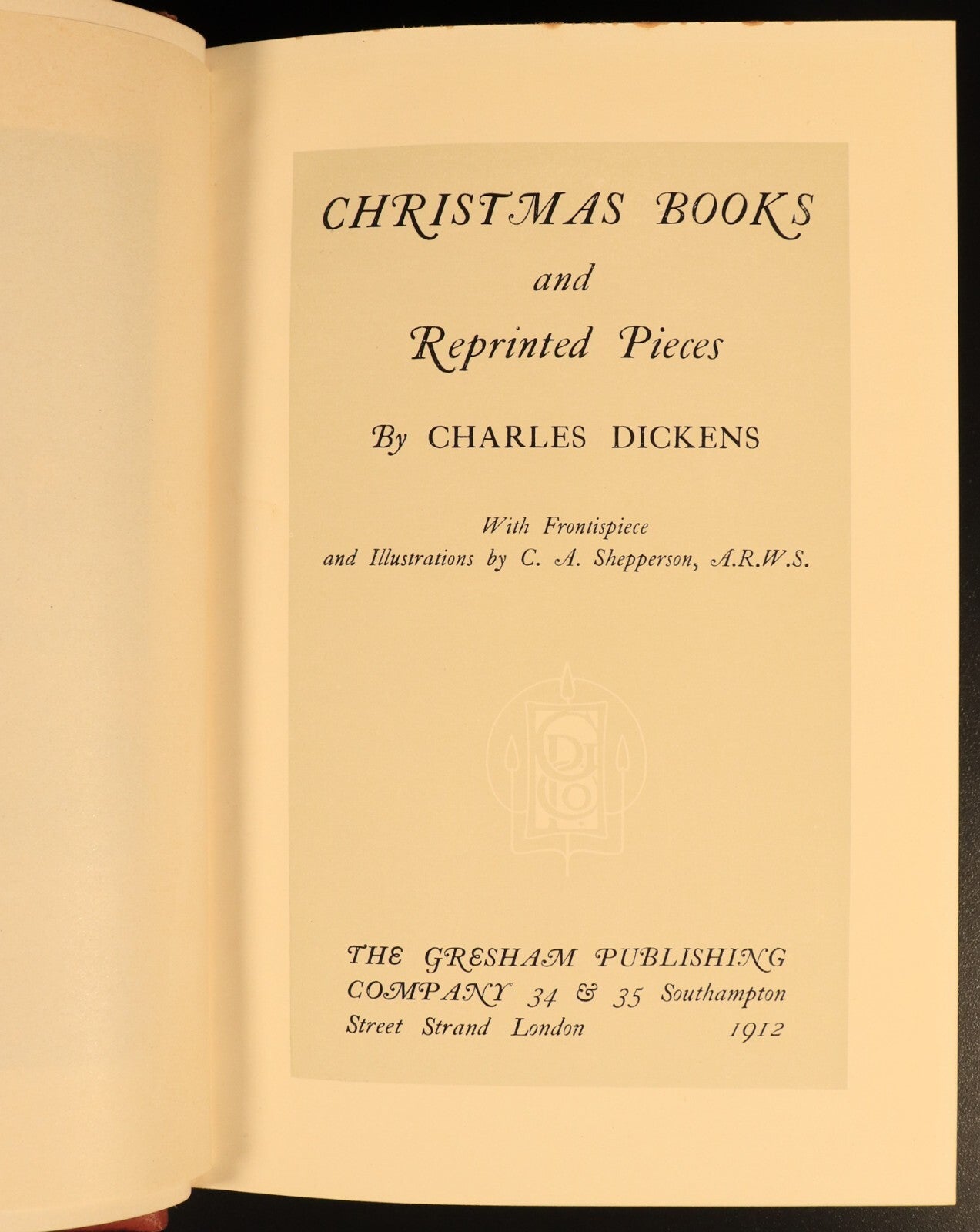 1912 Christmas Books by Charles Dickens Antique Fiction Book Gresham V10