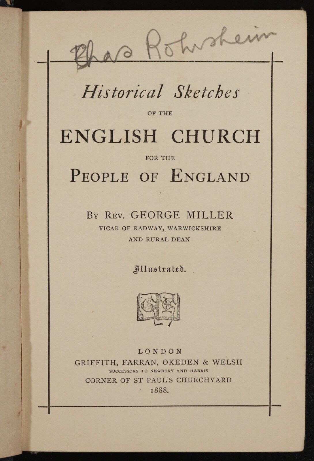 1888 Historical Sketches Of The English Church Antique Church Architecture Book