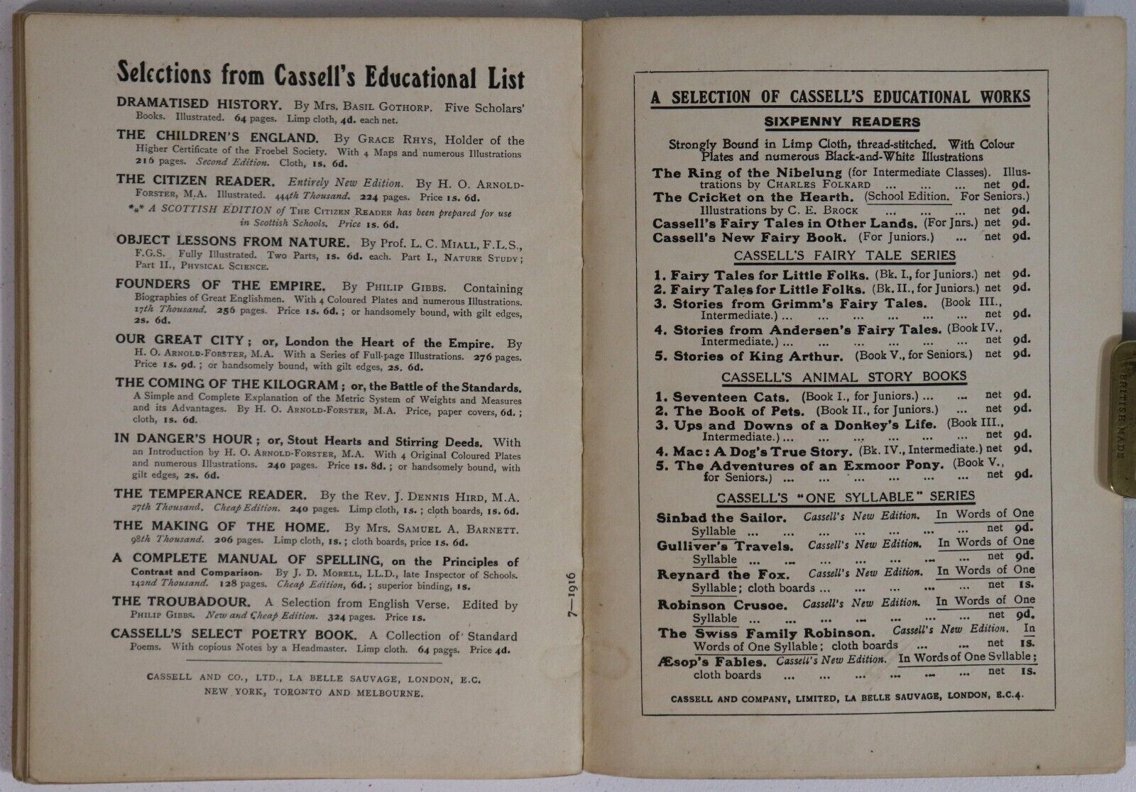 c1910 Readings From Dickens by Charles Dickens Antique British History Book