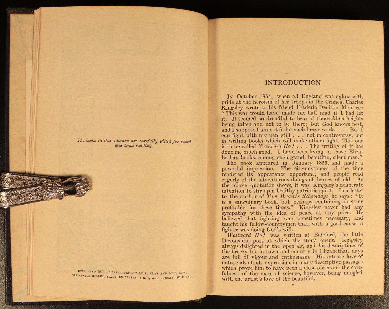 Westward Ho! by Charles Kingsley 1919 Antique British Fiction Book Leather