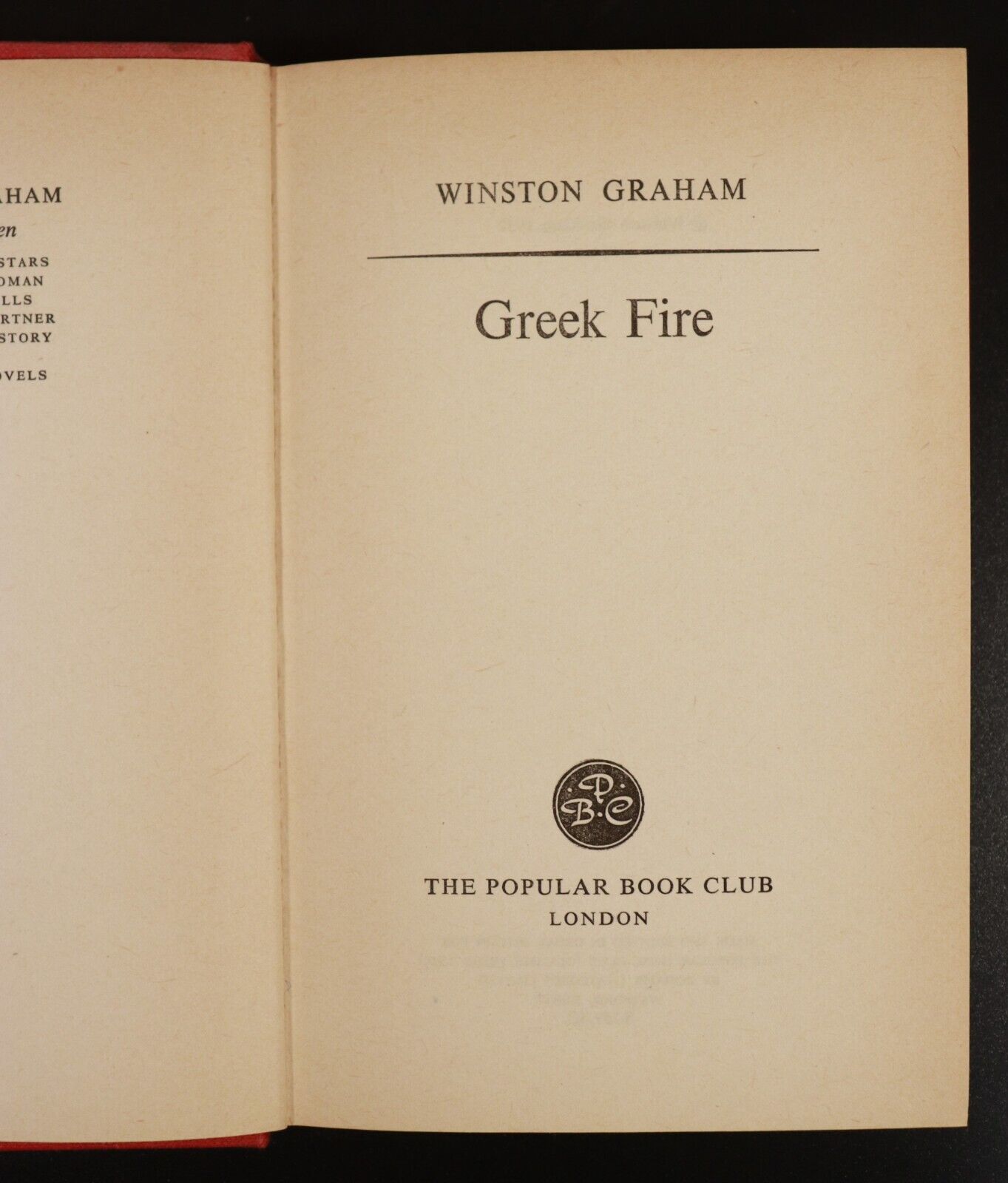 1957 Greek Fire by Winston Graham Vintage British Fiction Book