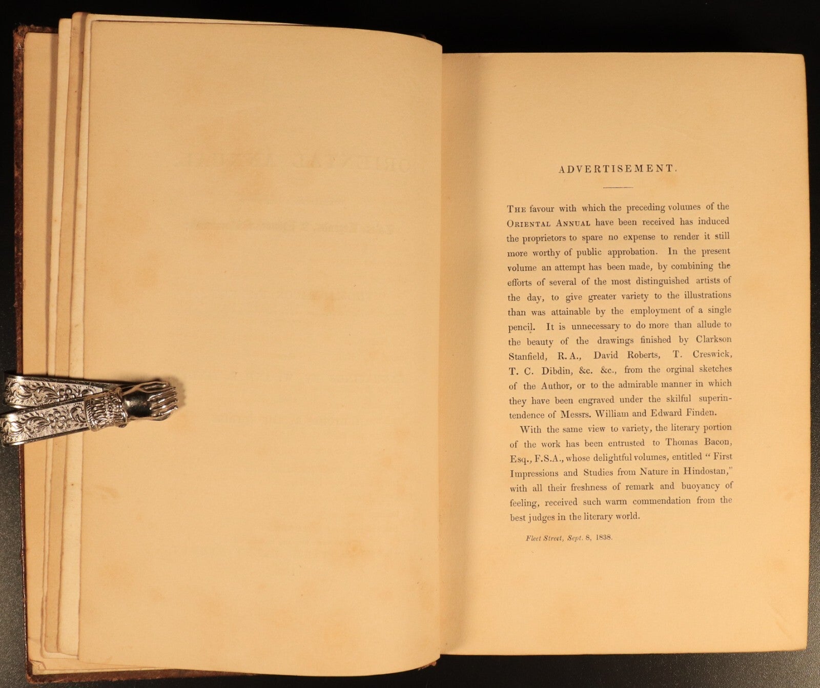 The Oriental Annual by Thomas Bacon 1839 Illustrated Antiquarian Travel Book