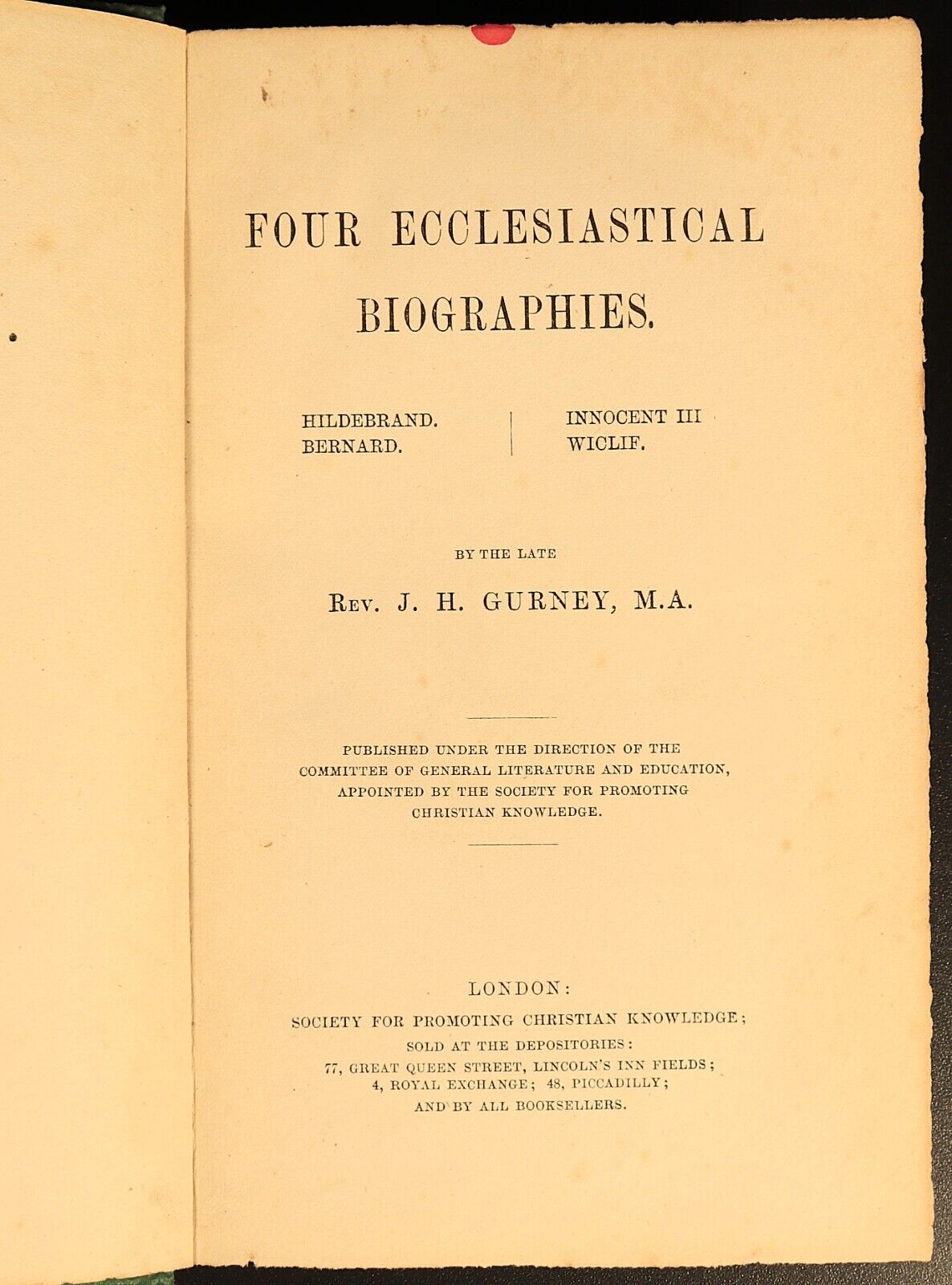 Four Ecclesiastical Biographies by J.H. Gurney 1864 Antique Theology Book 1st Ed