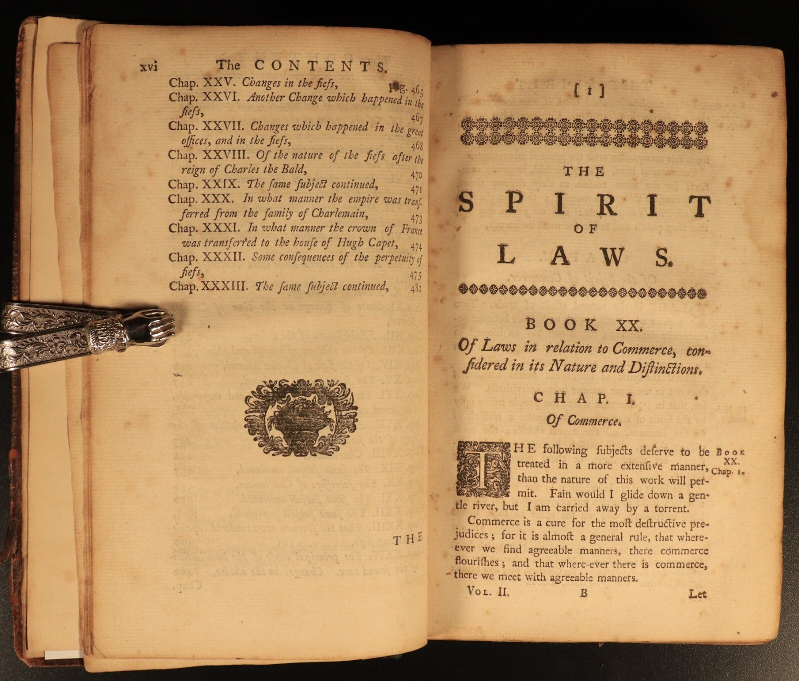 1750 The Spirit Of The Laws by M. De Secondat Antiquarian Legal History Book V2