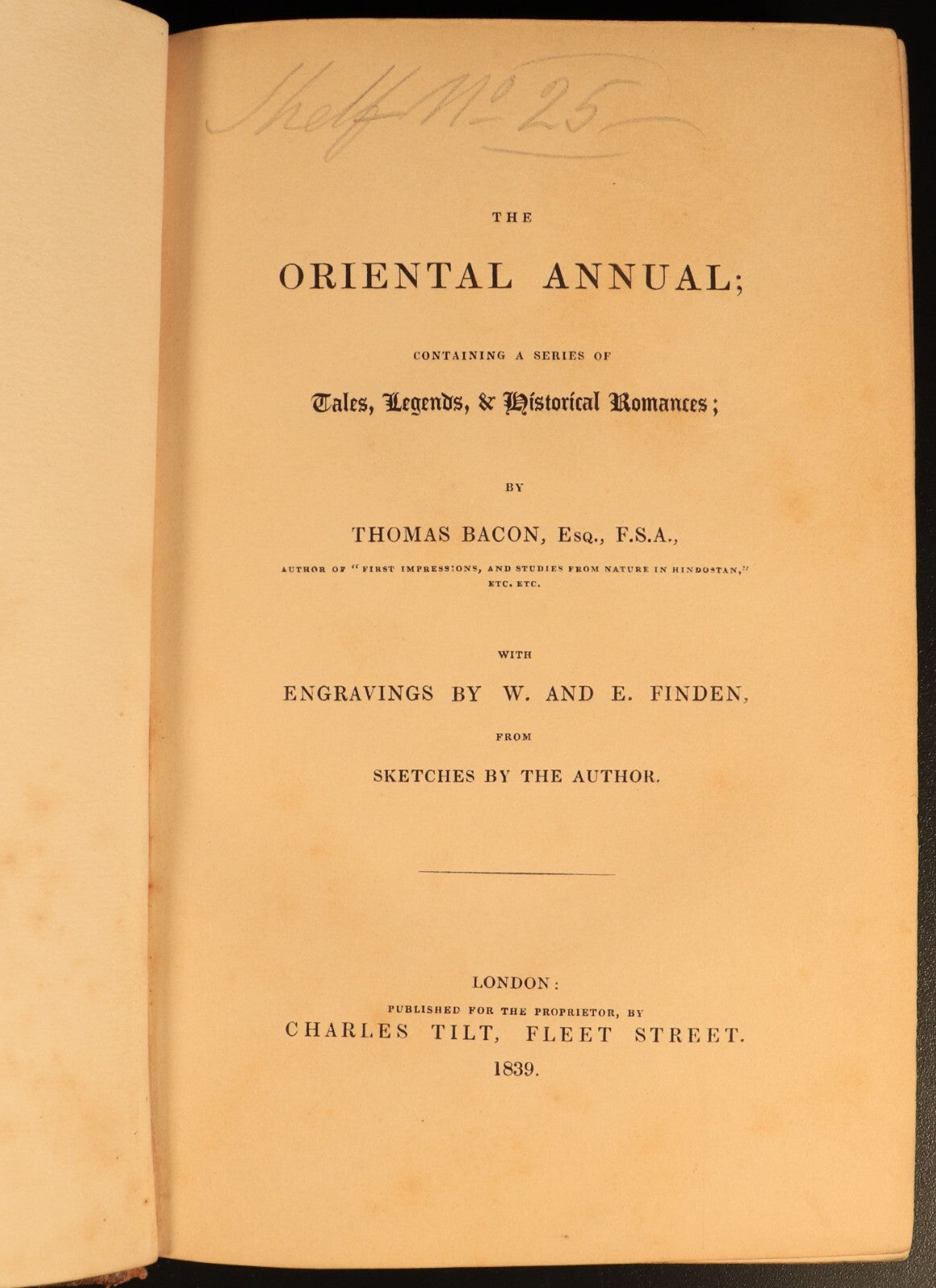 The Oriental Annual by Thomas Bacon 1839 Illustrated Antiquarian Travel Book