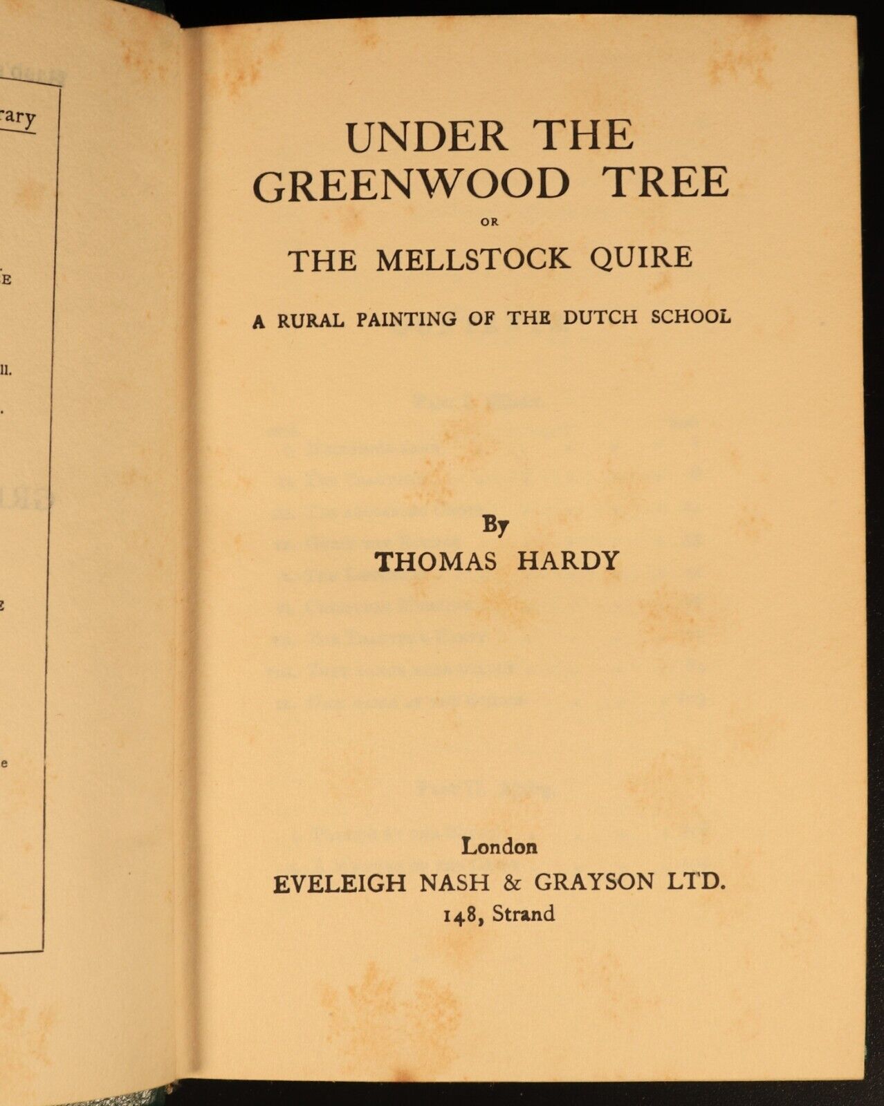 c1930 Under The Greenwood Tree by Thomas Hardy Antique Fiction Book Leather