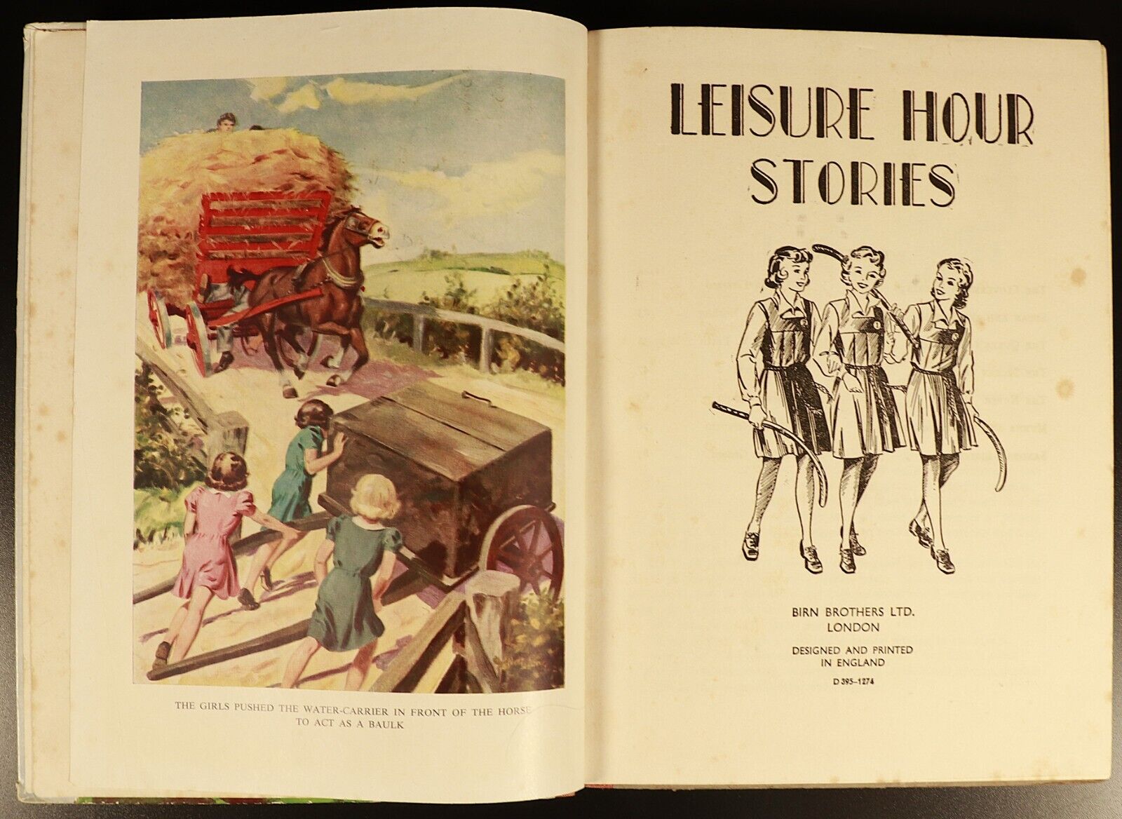 c1950 Leisure Hour Stories Antique British Childrens Book Birn Brothers Ltd