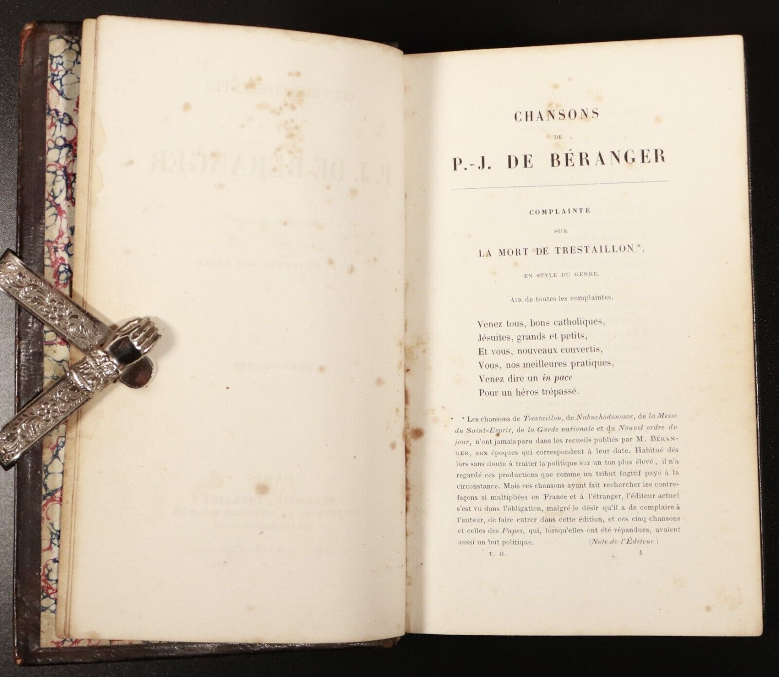 1843 Oeuvres Completes De P.J. De Béranger Antiquarian French Poetry Book Vol 2
