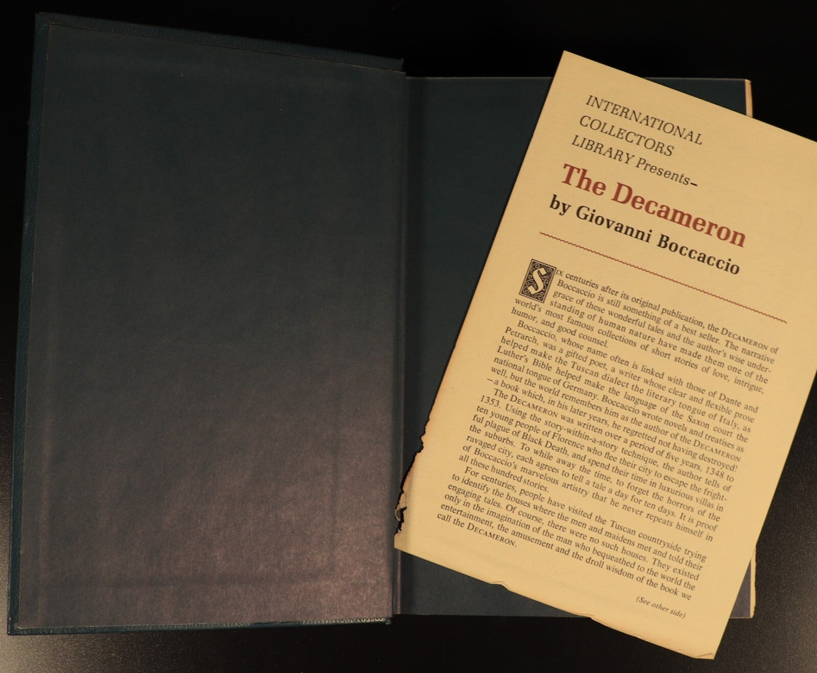The Decameron of Giovanni Boccacci Italian Fiction Book Collectors Library