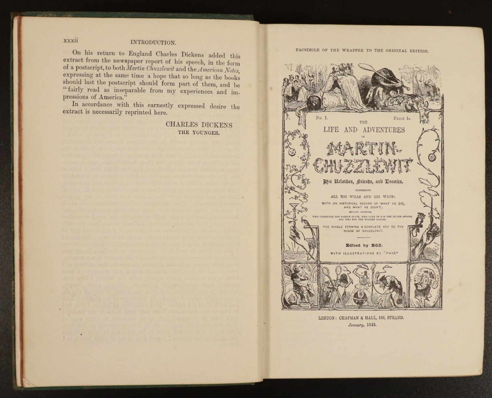 1922 Martin Chuzzlewit by Charles Dickens Antique Classic Literature Book 2