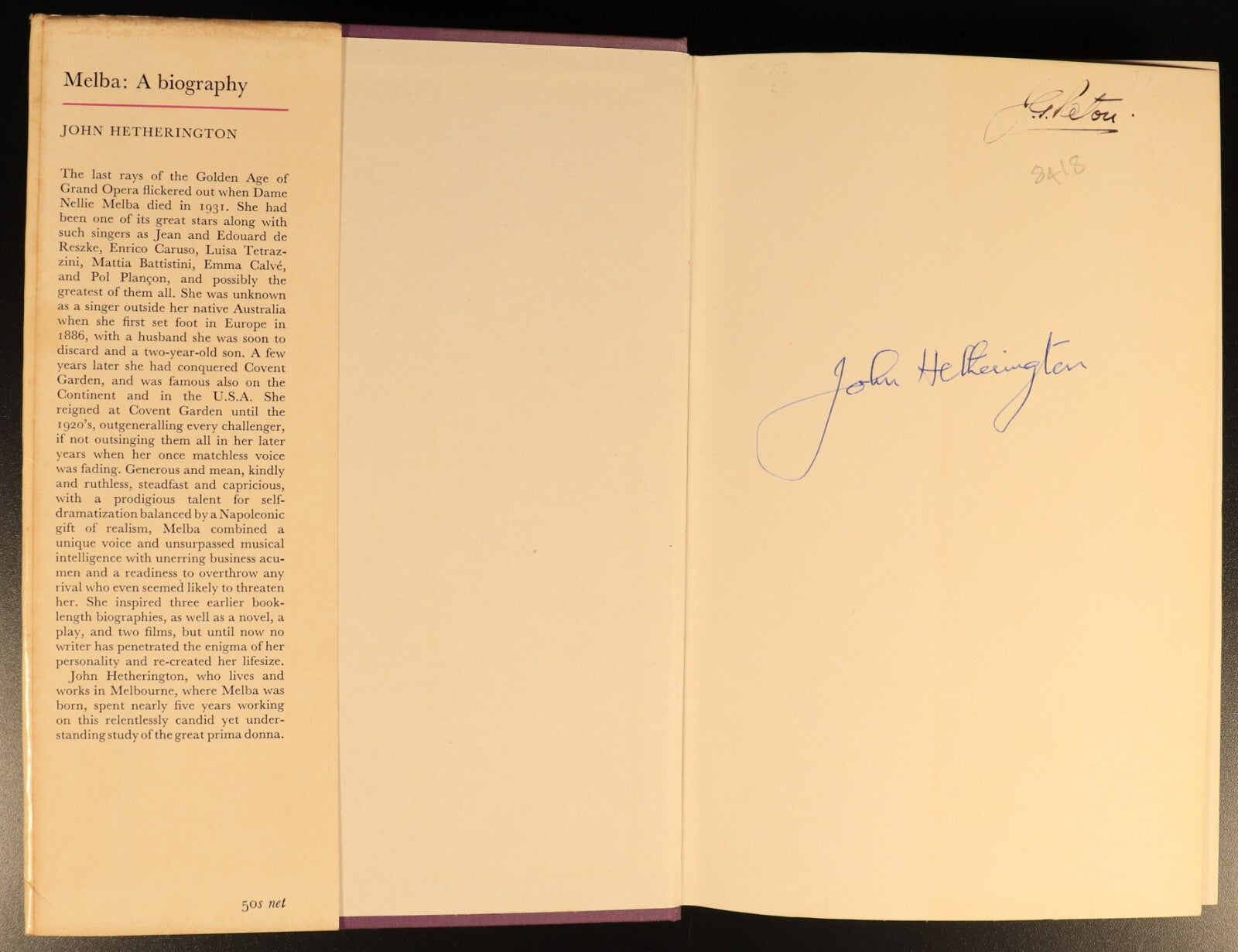 Melba A Biography by John Hetherington 1967 SIGNED Australian Theatre Book - 0