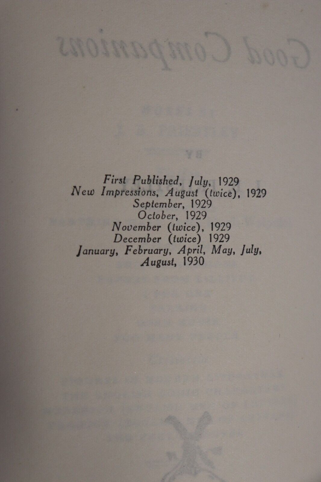 1930 The Good Companions by JB Priestley Antique Fiction Literature Book
