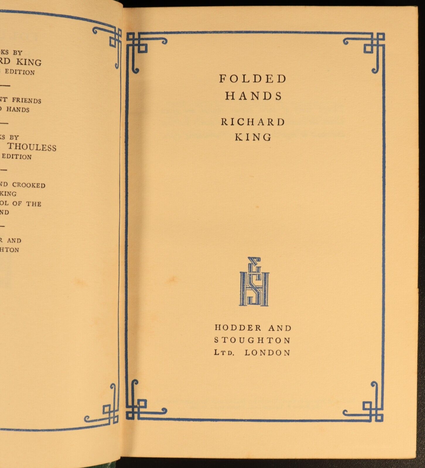 Folded Hands by Richard King c1932 Antique Philosophy & Wisdom Book Leather Bind