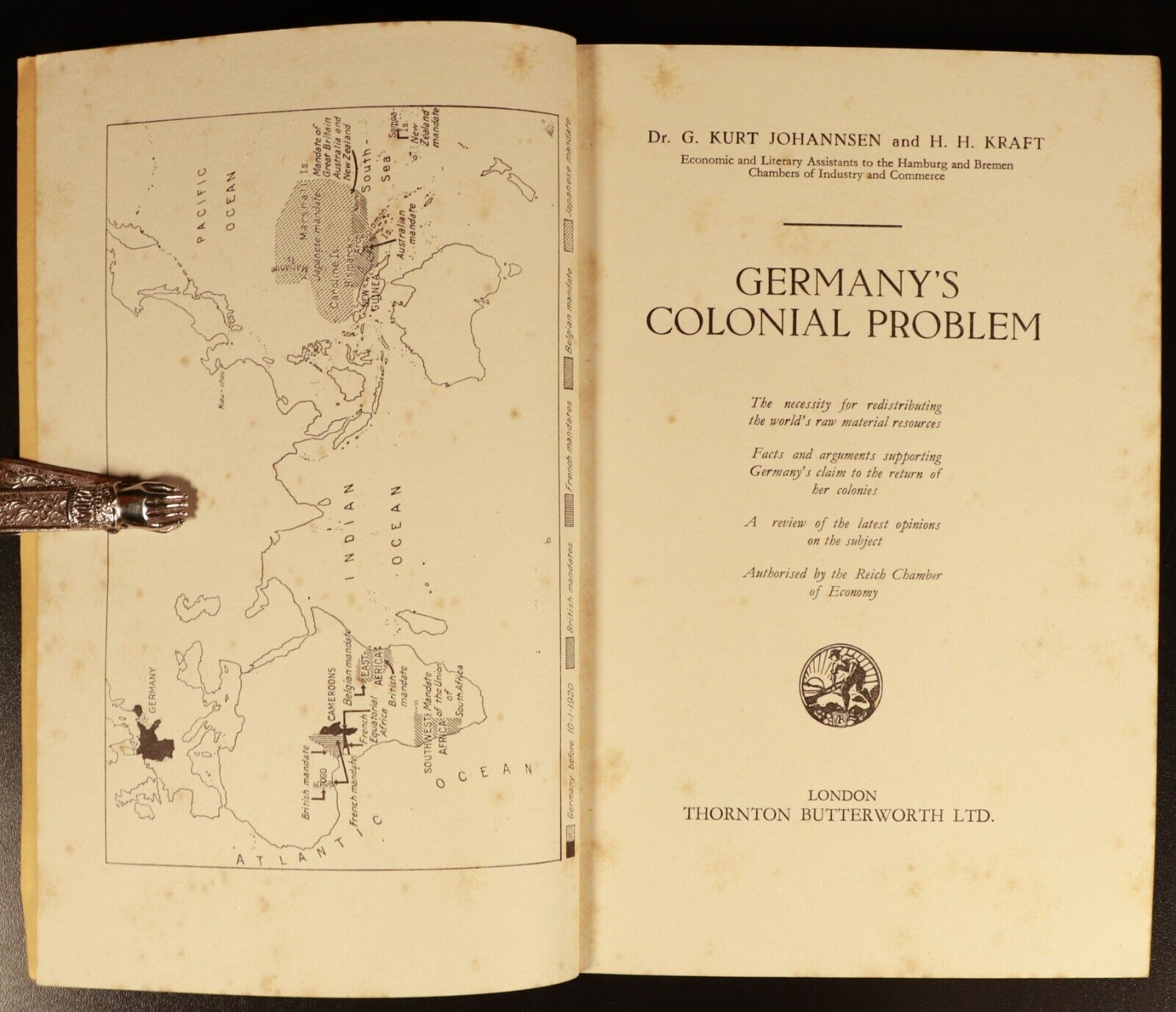 1937 Germany's Colonial Problem by Johannsen & Kraft Pre WW2 German History Book