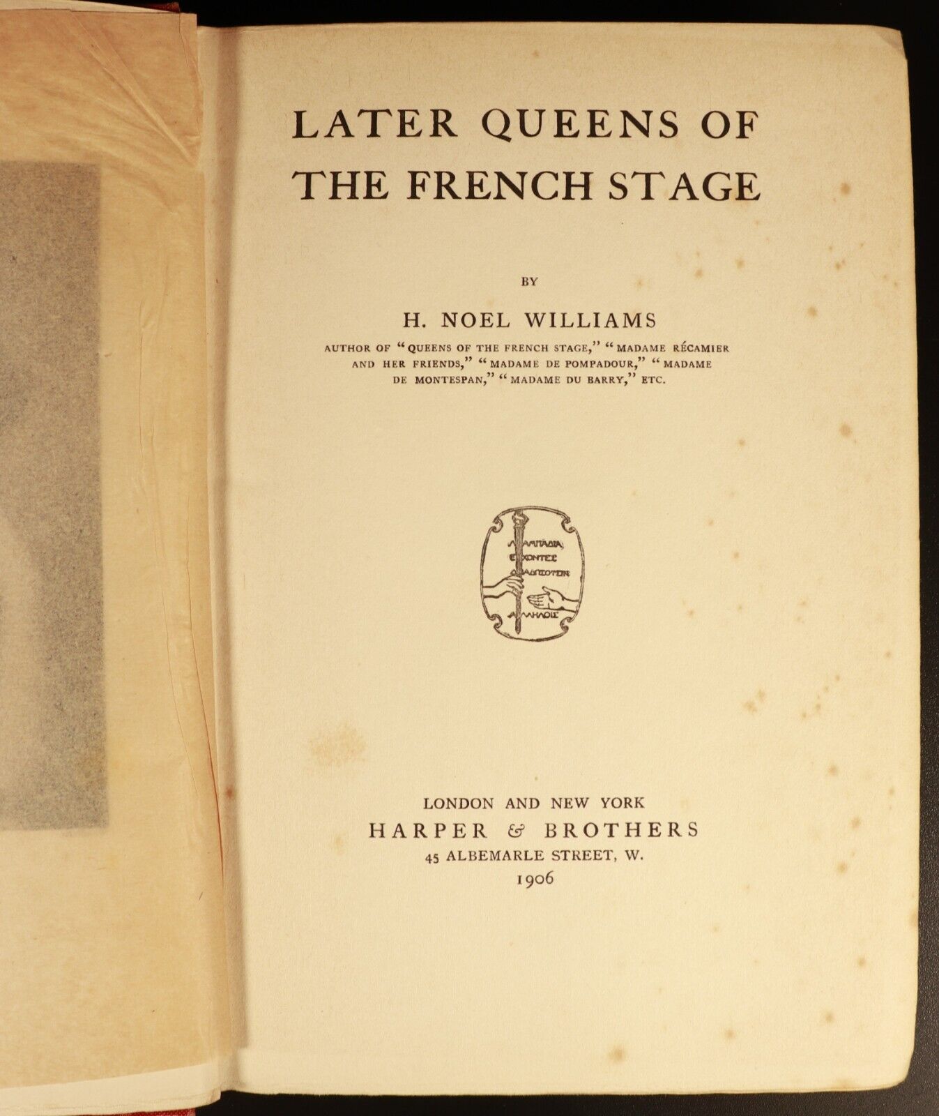 Later Queens Of The French Stage 1906 Antique Literature & Theatre Book