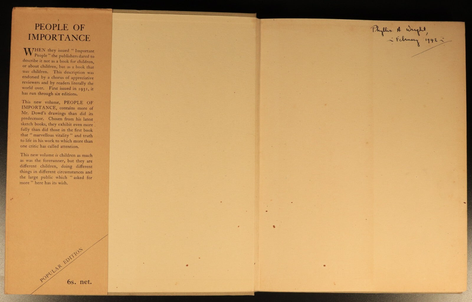 1938 People Of Importance by J.H. Dowd British Art Book Of Sketches B.E. Spender