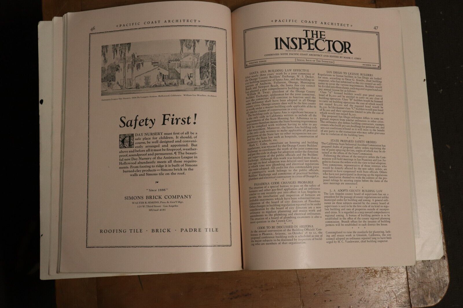 1927 Pacific Coast Architect Magazine October Architect Reference Book Magazine