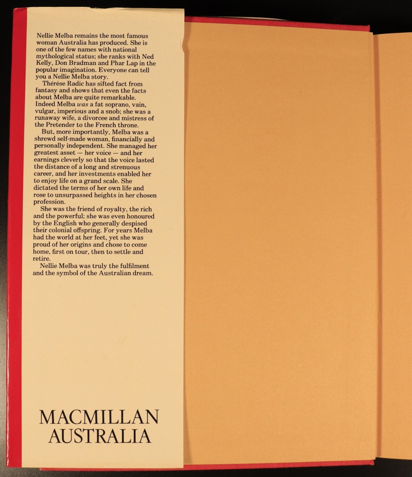 Melba The Voice Of Australia by Therese Radic 1986 Australian Theatre Book - 0