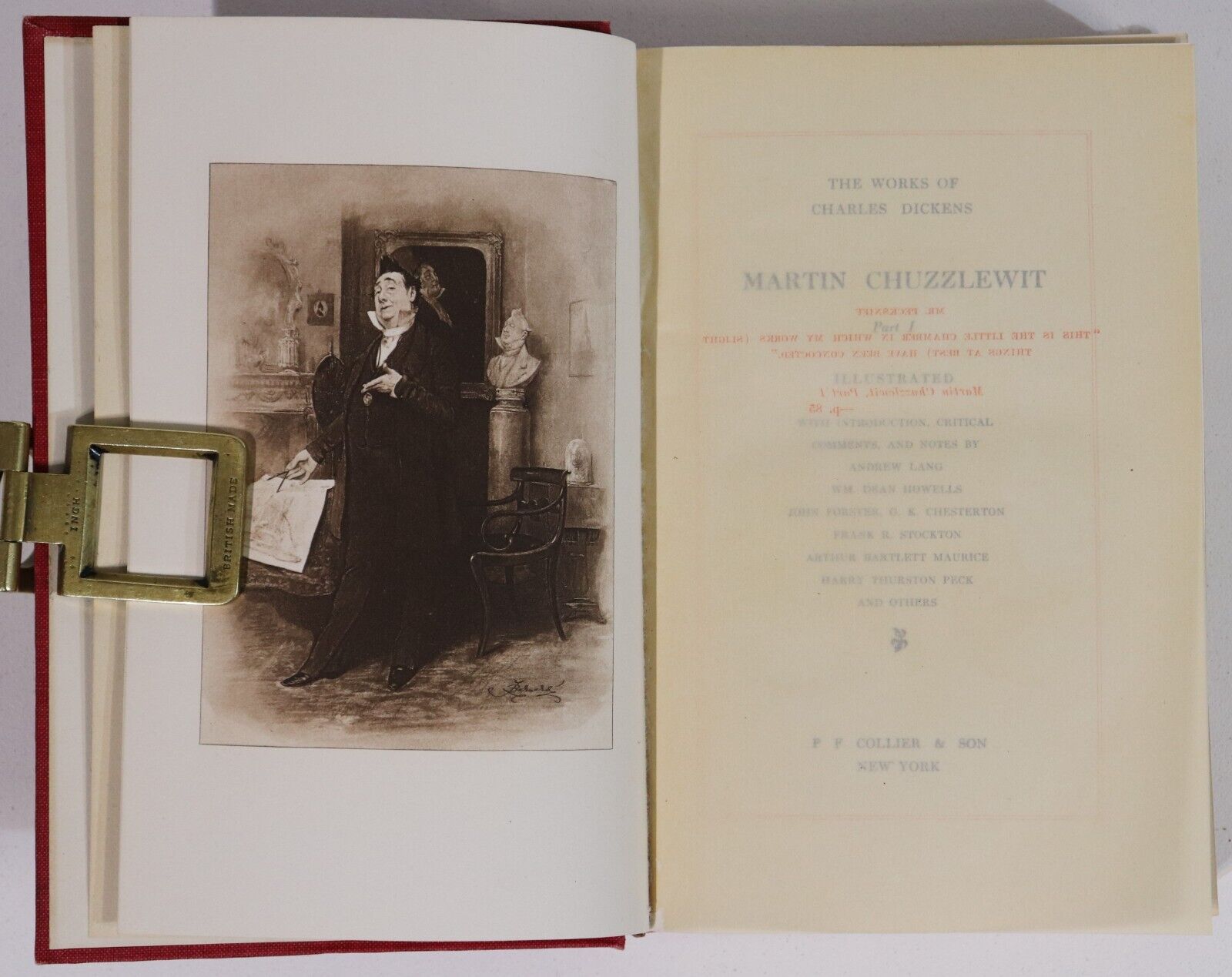 1911 2vol Martin Chuzzlewit by Charles Dickens Antique British Fiction Book Set